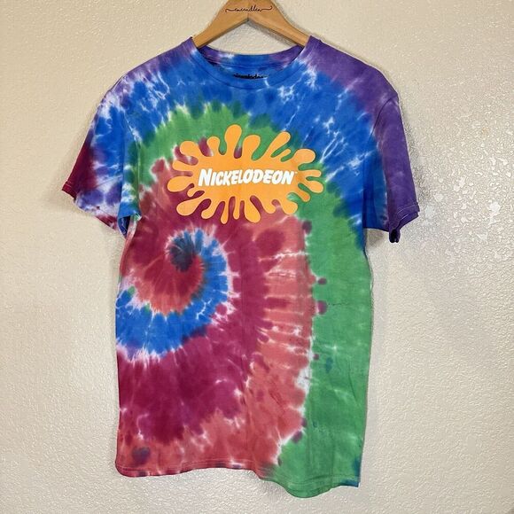 Nickelodeon Tie Dye NWT T-shirt Medium retro casual primary colors orange splatt - Picture 1 of 4